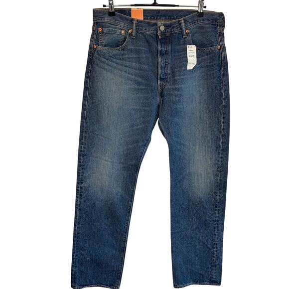 Levi's NWT Men's 501 Jeans Sz 36x34 Straight Leg Dark Wash Cotton - Picture 1 of 5